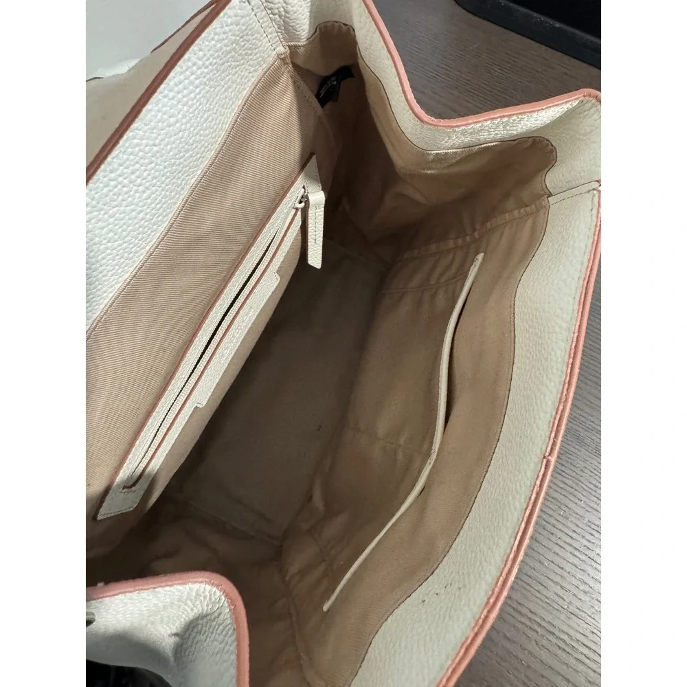 Nordstrom Pebbled Leather Flap Backpack‎ Women OS Off White Minimalist Chic